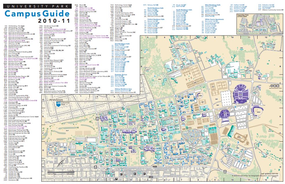 Penn State University Park Campus Map Map Of The World